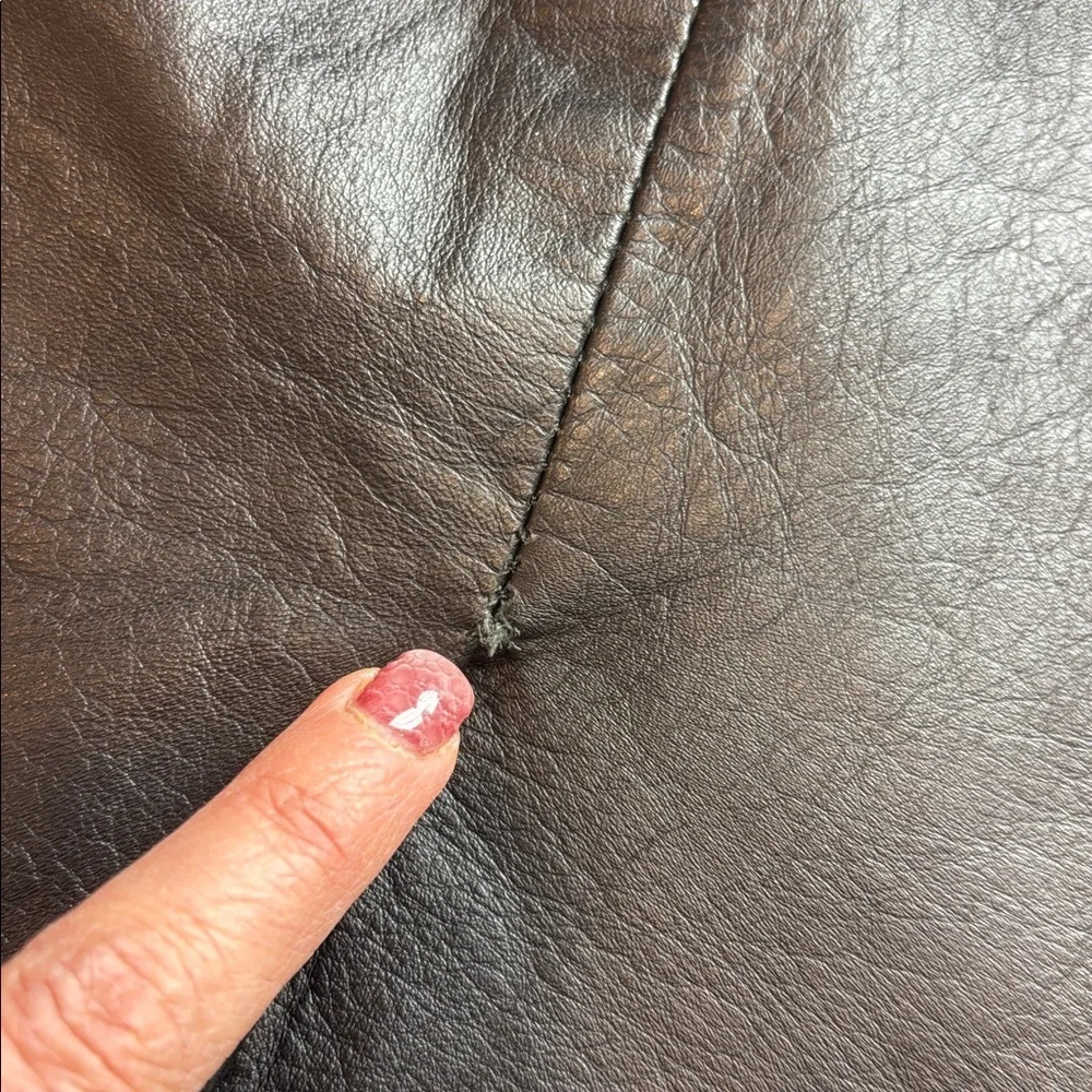 Vintage AMBRIA Black Genuine Leather Fitted Dress | Quilted Shoulders | Size 10 - Picture 10 of 12